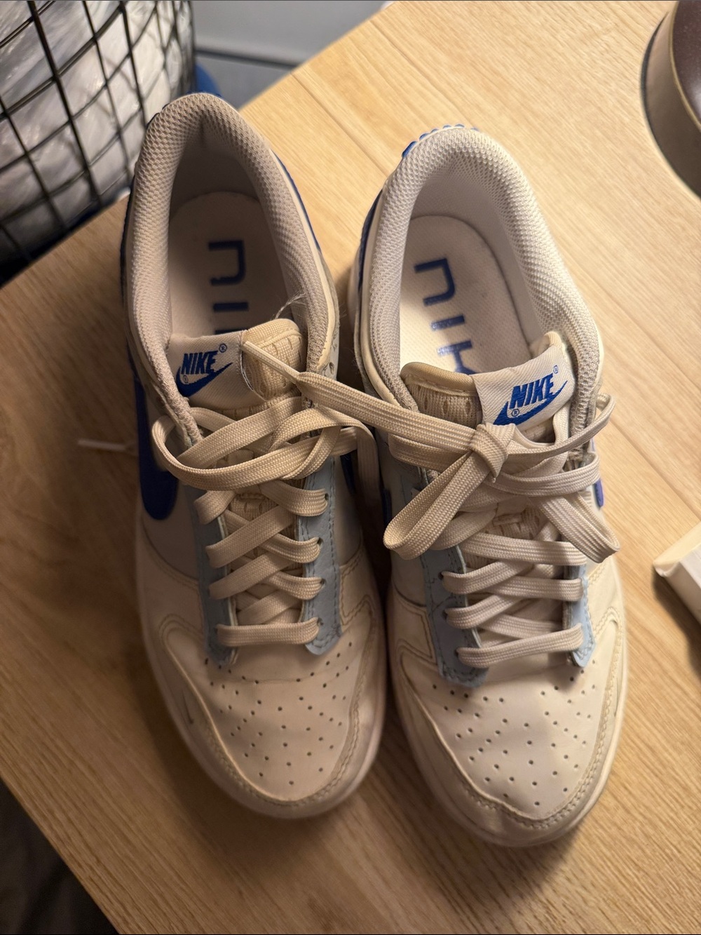 Nike Cream and Blue Low-Top Sneakers